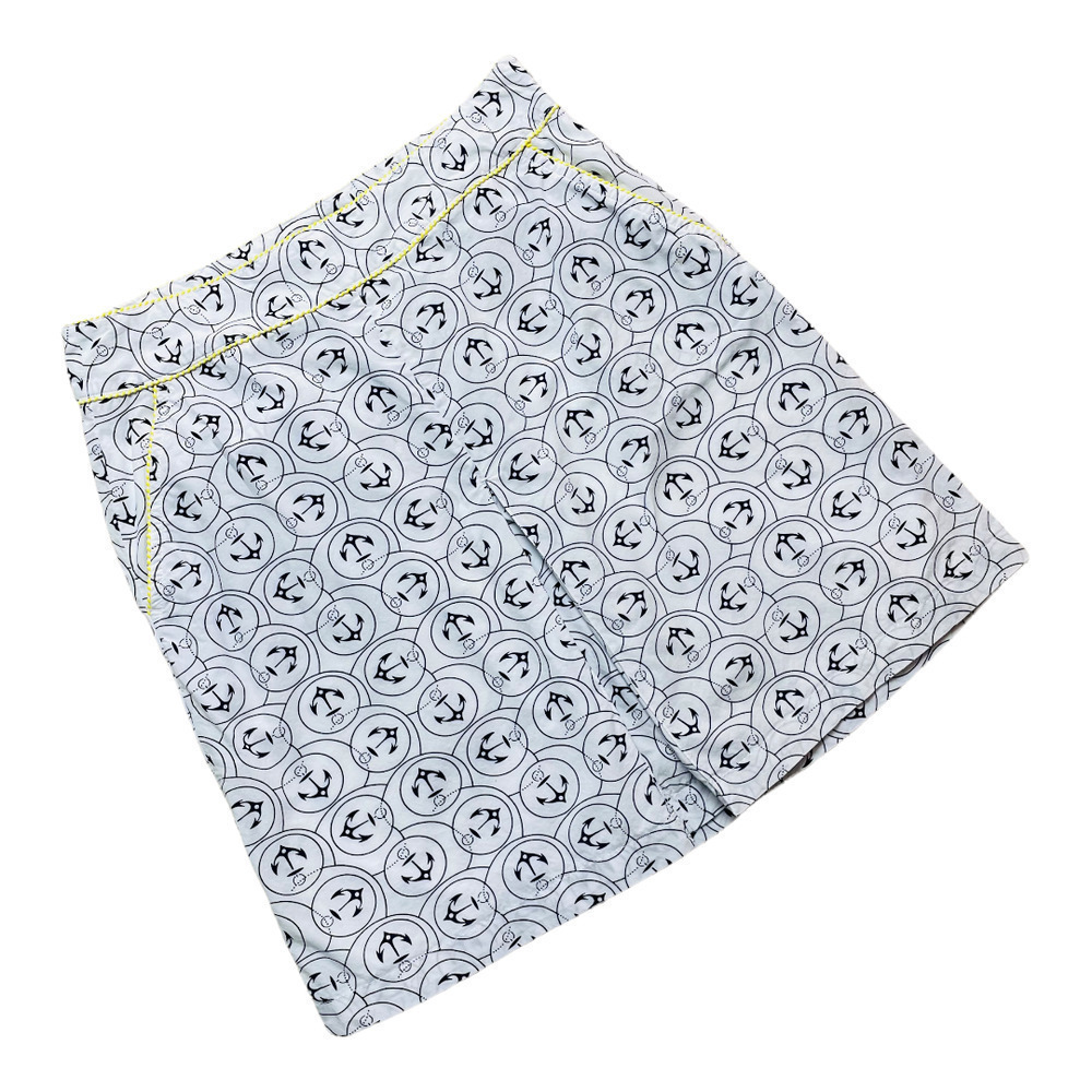 🍀LL Bean White Cotton A-line Skirt with Anchor Design Women’s Size 4P
